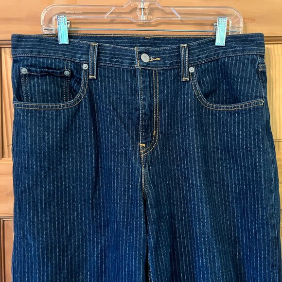 Levi's Blue Pin Stripe Straight Leg Jeans Classic Fit 34 - Picture 2 of 12